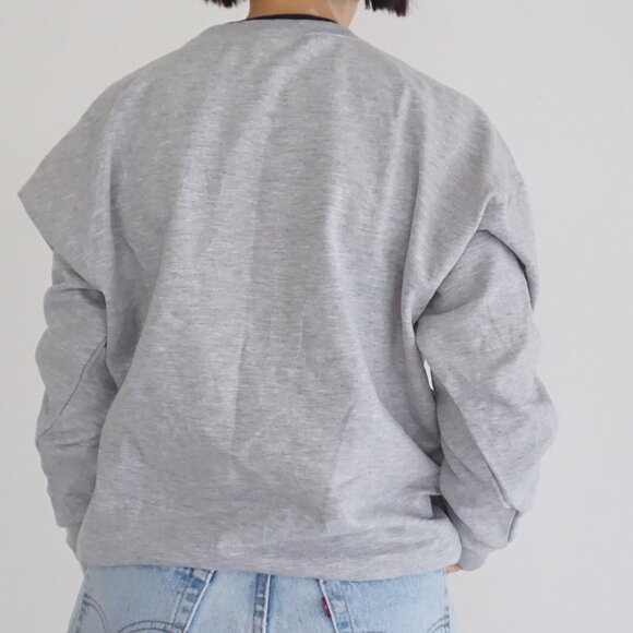 Vintage MC Sportswear Grey Heart Embroidered Cotton Sweatshirt Romantic Boho M - Picture 2 of 9